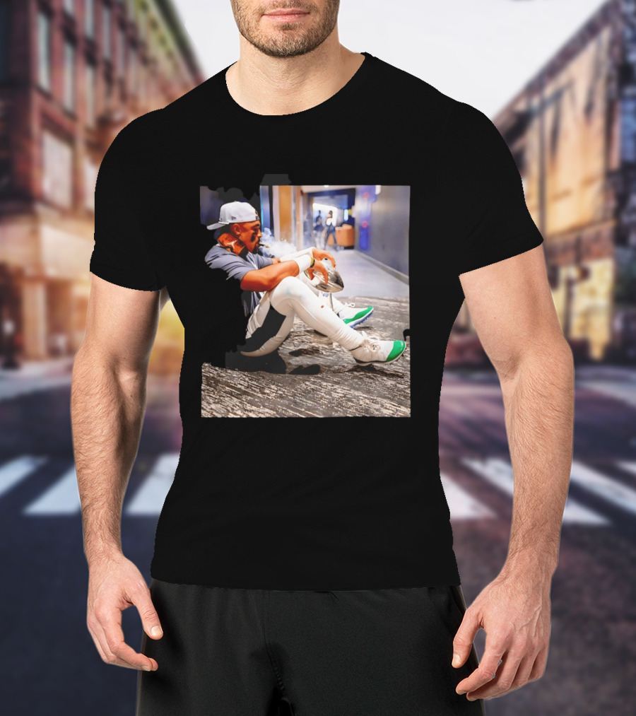 Jalen Hurts Philadelphia Eagles Smoking Trophy Cigar Celebratory Moment T-Shirt