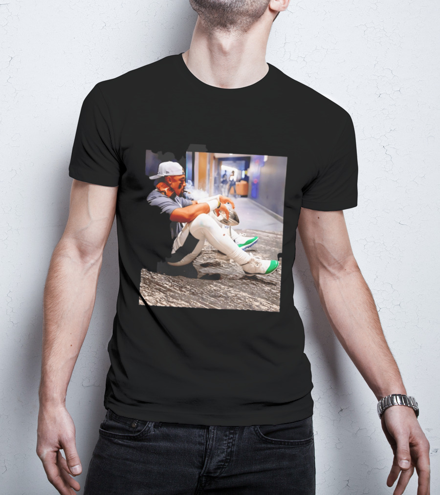 Jalen Hurts Philadelphia Eagles Smoking Trophy Cigar Celebratory Moment T-Shirt