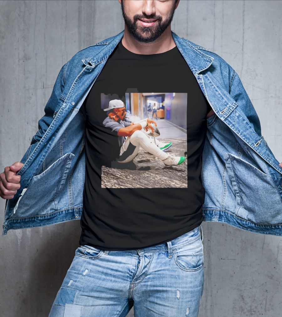 Jalen Hurts Philadelphia Eagles Smoking Trophy Cigar Celebratory Moment T-Shirt