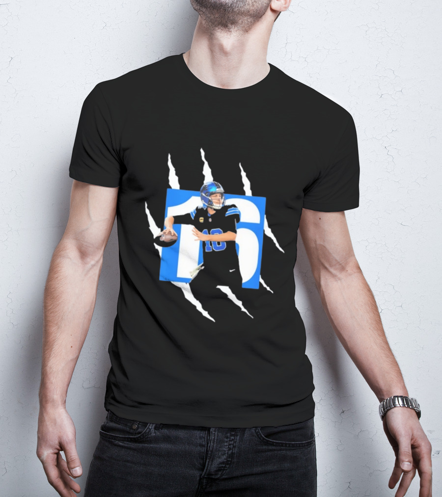 Jared Goff 16 Claw Scratch Football Quarterback T-Shirt