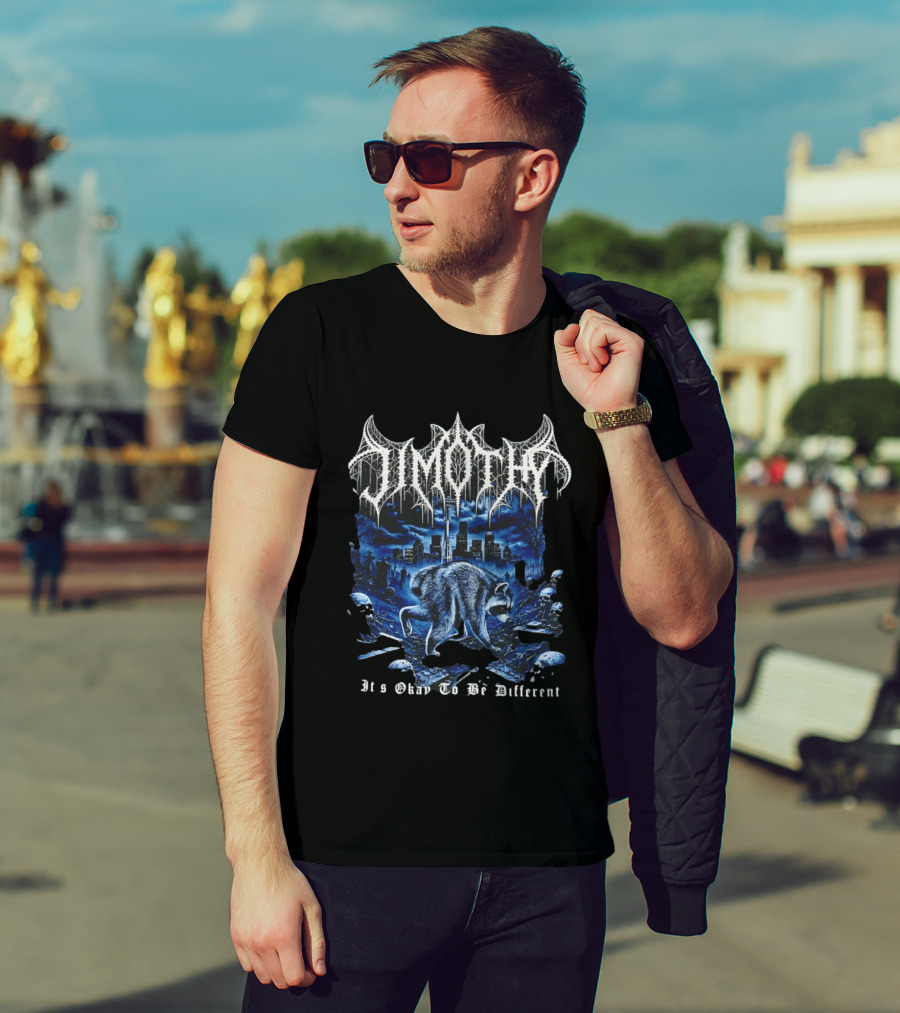 Jimothy Heavy Metal Raccoon It's Okay To Be Different Urban Night Scene T-Shirt