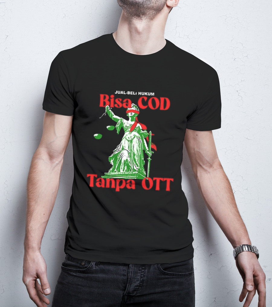 Jual Beli Hukum Bisa COD Tanpa OTT Satire Lady Justice Blindfold Scales T-Shirt