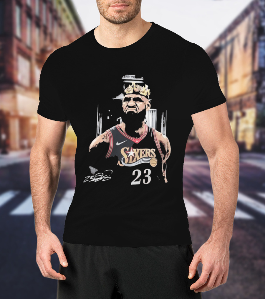 Philadelphia 76ers LeBron James Crown 23 Signature Basketball T-Shirt