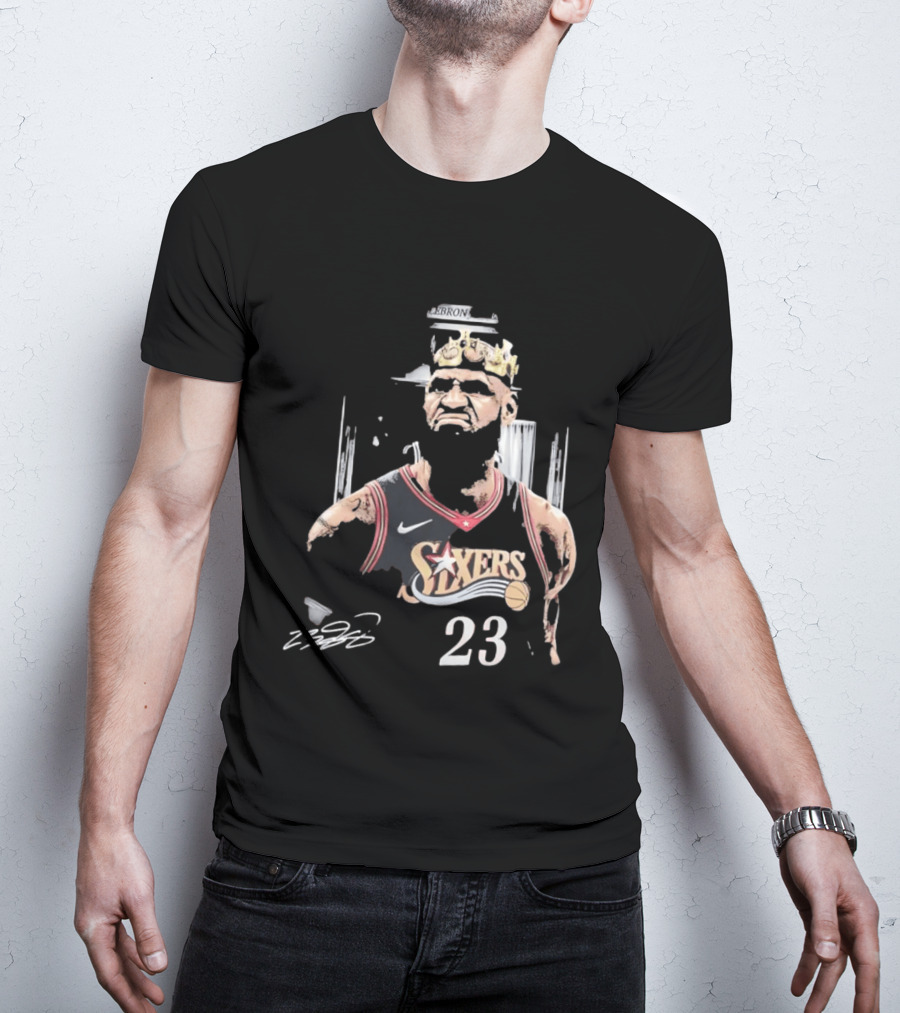 Philadelphia 76ers LeBron James Crown 23 Signature Basketball T-Shirt