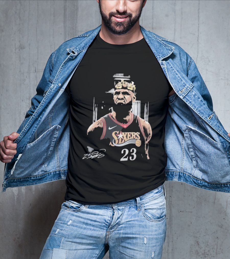 Philadelphia 76ers LeBron James Crown 23 Signature Basketball T-Shirt