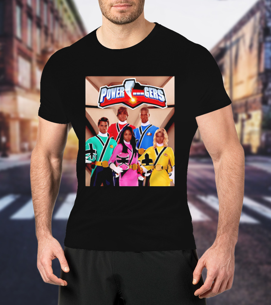 Power Rangers Samurai Team Red Green Pink Yellow Blue Characters T-Shirt