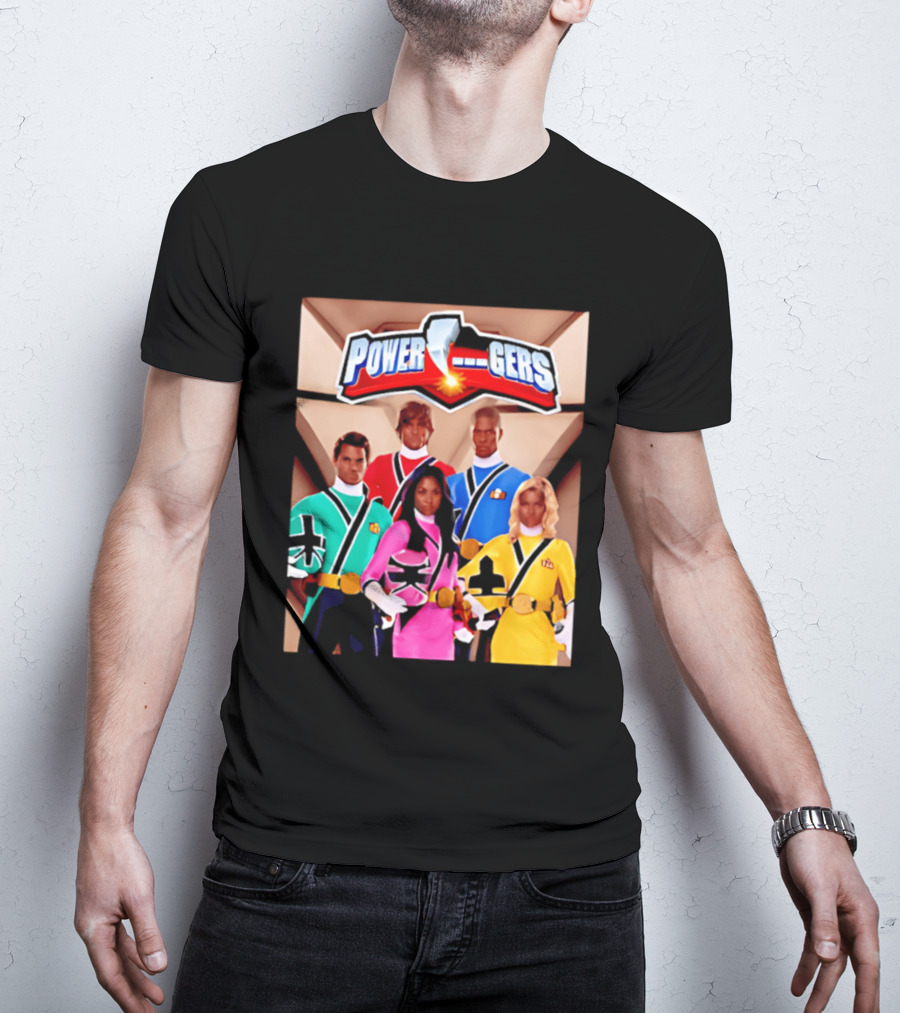 Power Rangers Samurai Team Red Green Pink Yellow Blue Characters T-Shirt