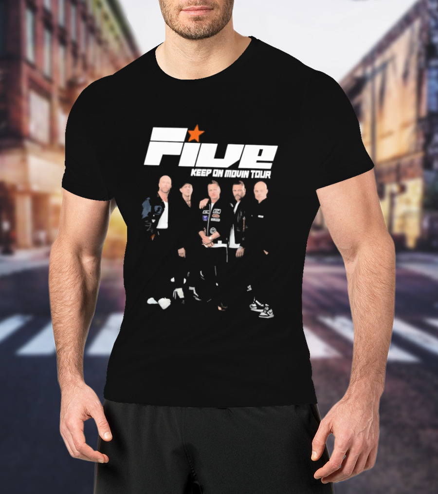 Five Keep On Movin Tour 90s Boyband Nostalgia Star T-Shirt