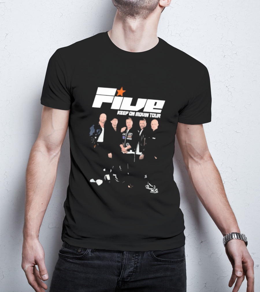 Five Keep On Movin Tour 90s Boyband Nostalgia Star T-Shirt