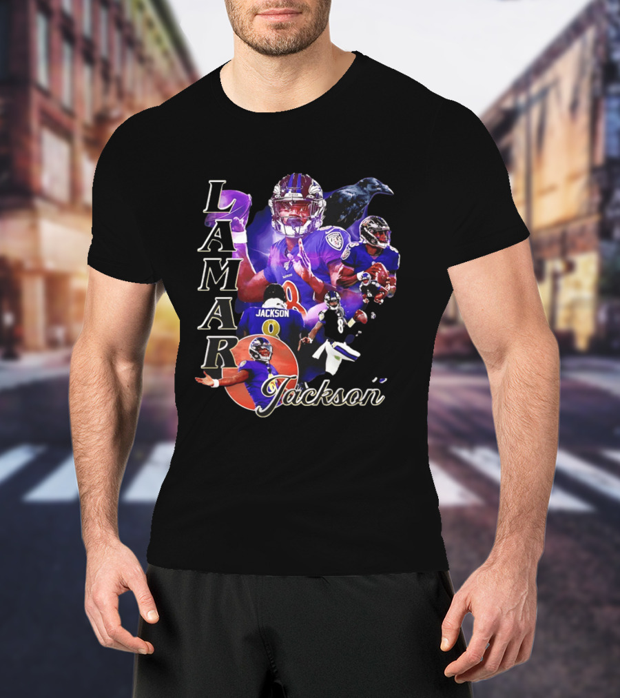 Lamar Jackson Baltimore Ravens Football Collage T-Shirt