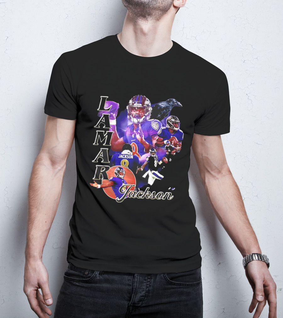 Lamar Jackson Baltimore Ravens Football Collage T-Shirt