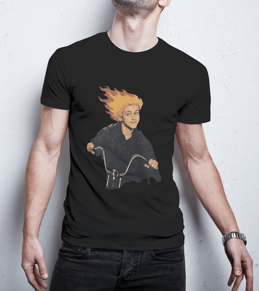 Ghost Rider Comic Style Motorcycle Flame Rider T-Shirt
