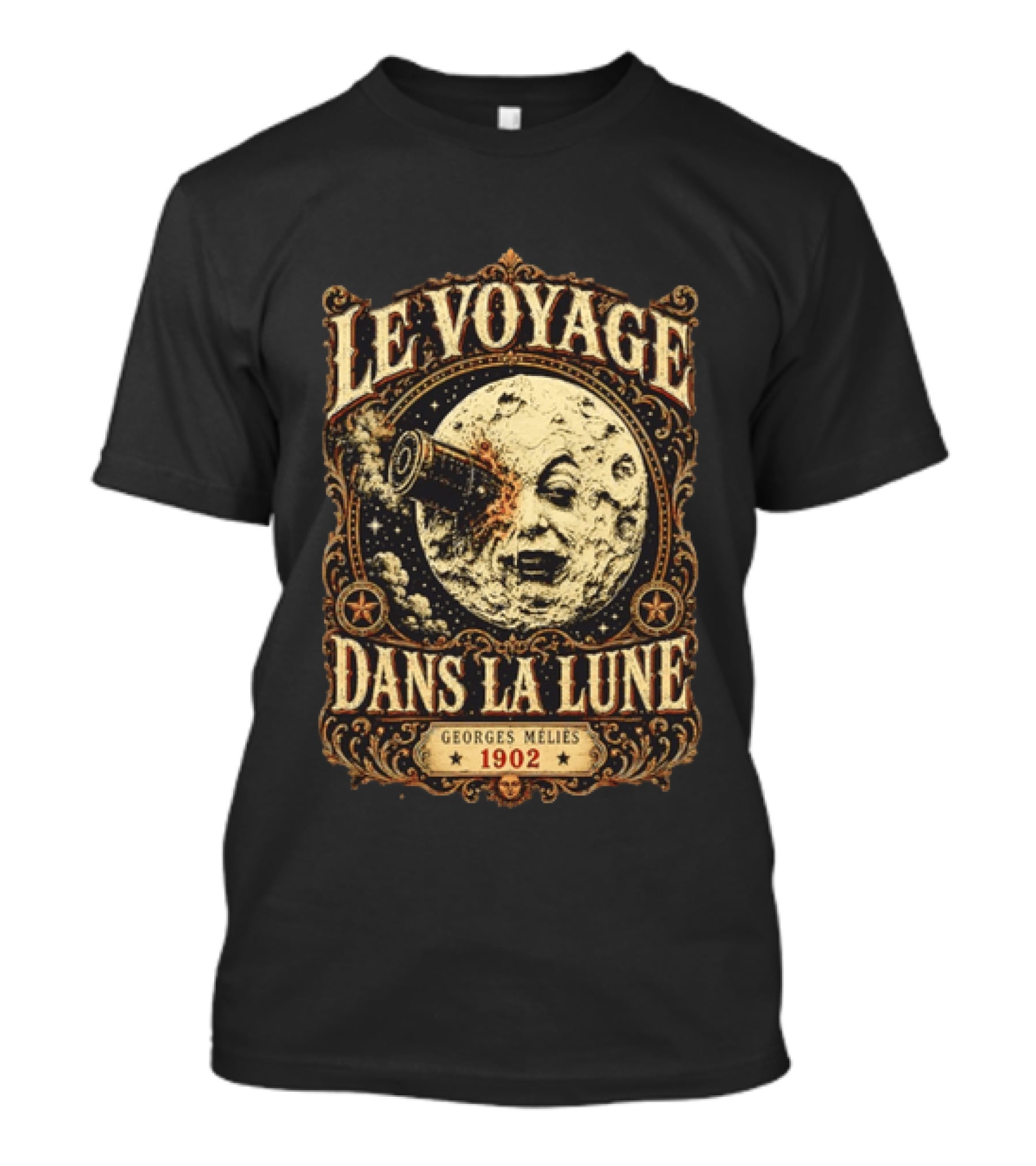 Le Voyage Dans La Lune Georges Méliès 1902 Vintage Space Adventure Moon Face T-Shirt