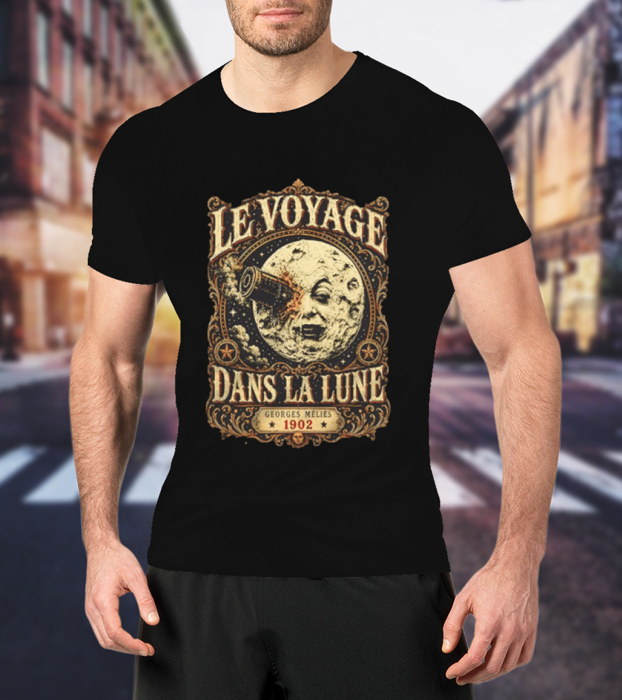 Le Voyage Dans La Lune Georges Méliès 1902 Vintage Space Adventure Moon Face T-Shirt