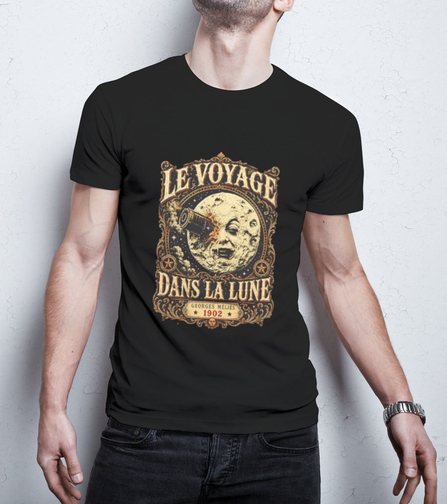 Le Voyage Dans La Lune Georges Méliès 1902 Vintage Space Adventure Moon Face T-Shirt