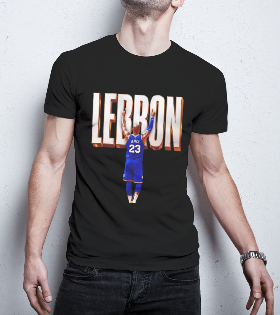 LeBron James 23 Philadelphia 76ers Gold Letter Jersey T-Shirt