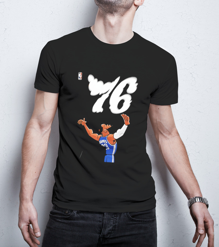 LeBron James 23 Cartoon 76 Philadelphia NBA Jersey Basketball T-Shirt
