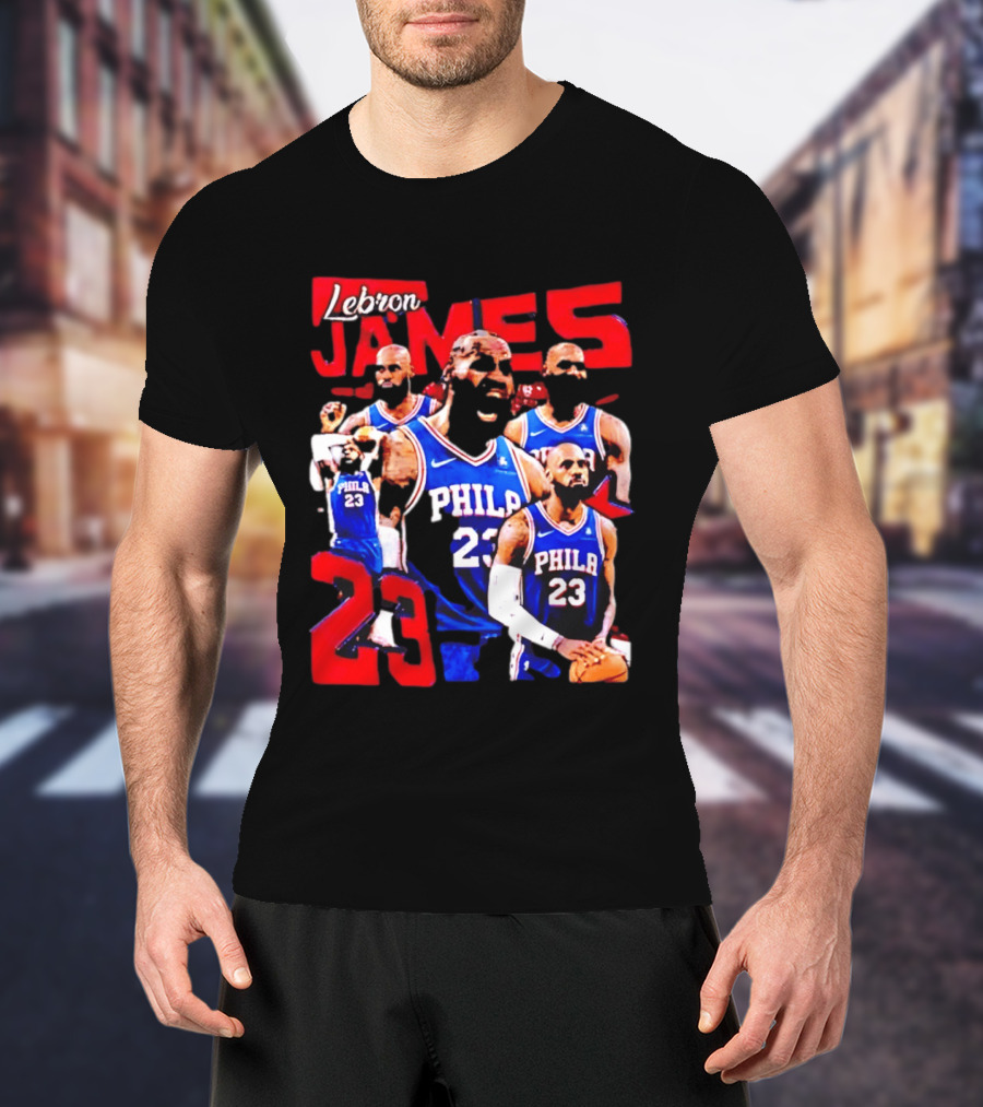 LeBron James No 23 Philadelphia 76ers Collage Legends T-Shirt