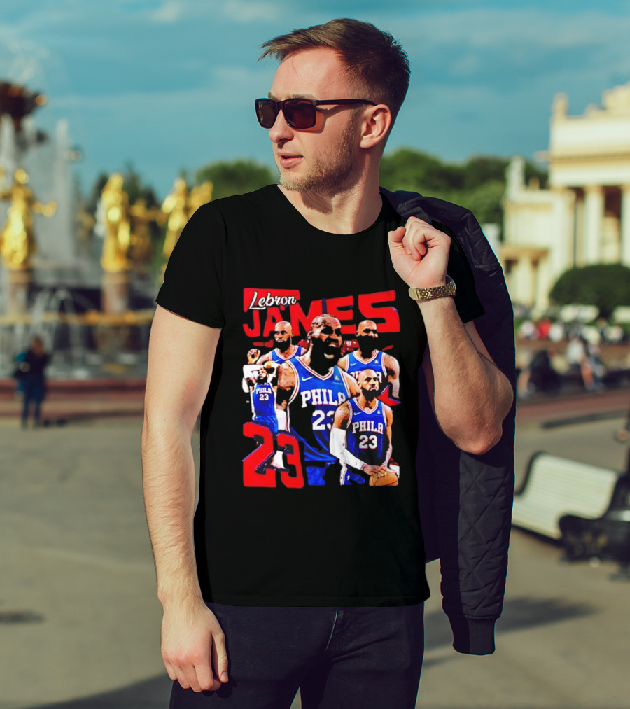 LeBron James No 23 Philadelphia 76ers Collage Legends T-Shirt