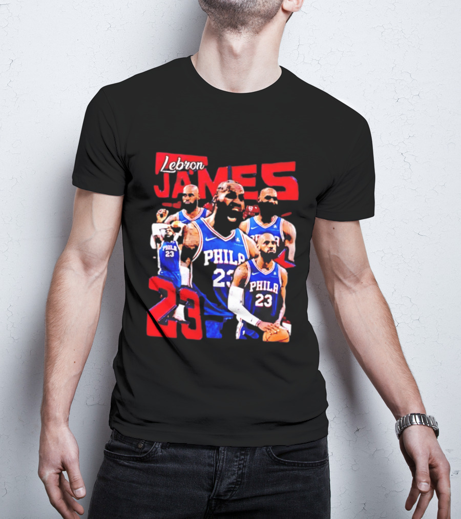 LeBron James No 23 Philadelphia 76ers Collage Legends T-Shirt
