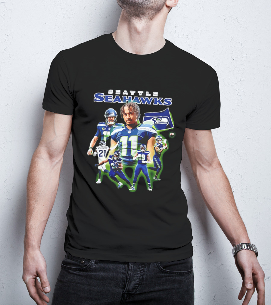 Seattle Seahawks Witherspoon 21 14 11 99 Player Collage T-Shirt