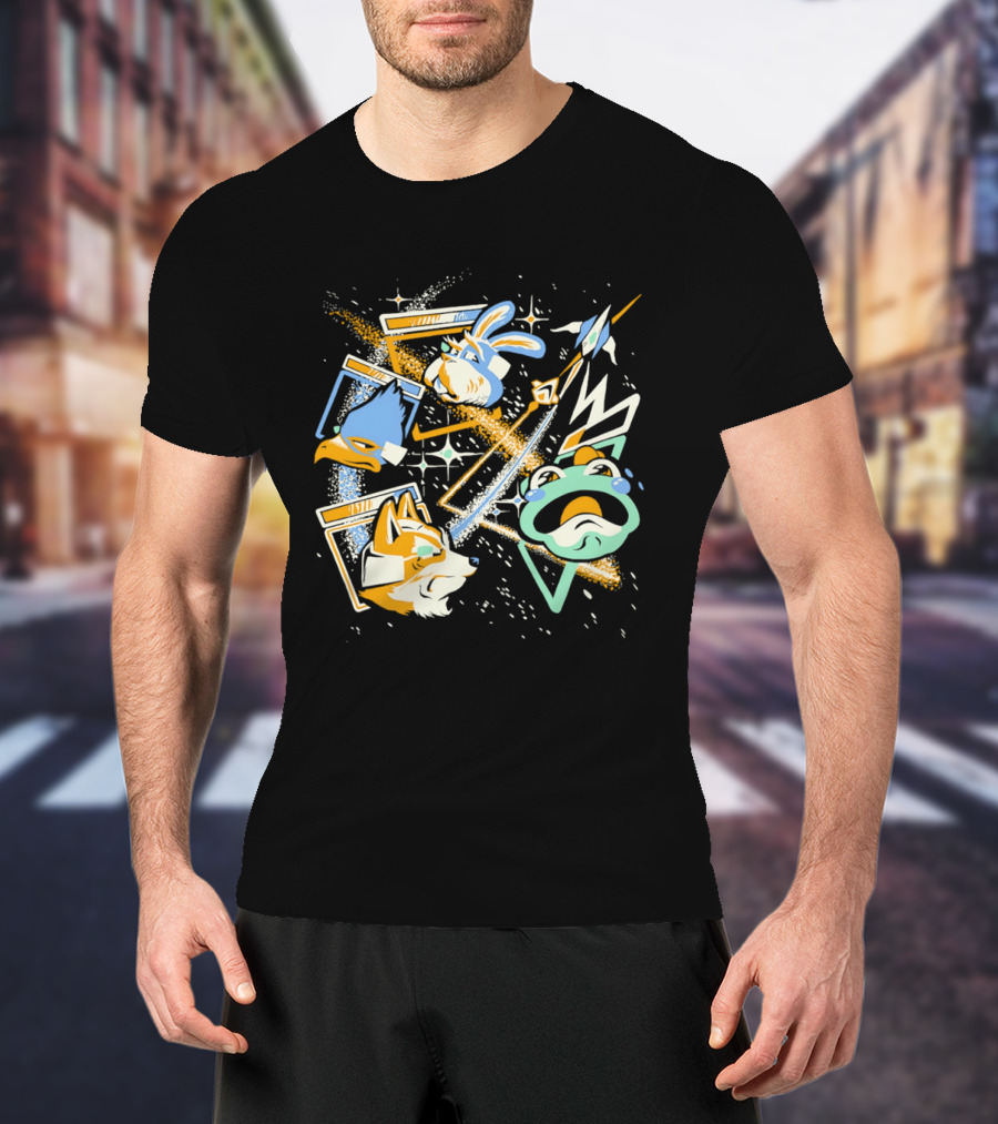 Star Fox Slippy Toad Peppy Hare Falco Lombardi Retro Game Characters T-Shirt