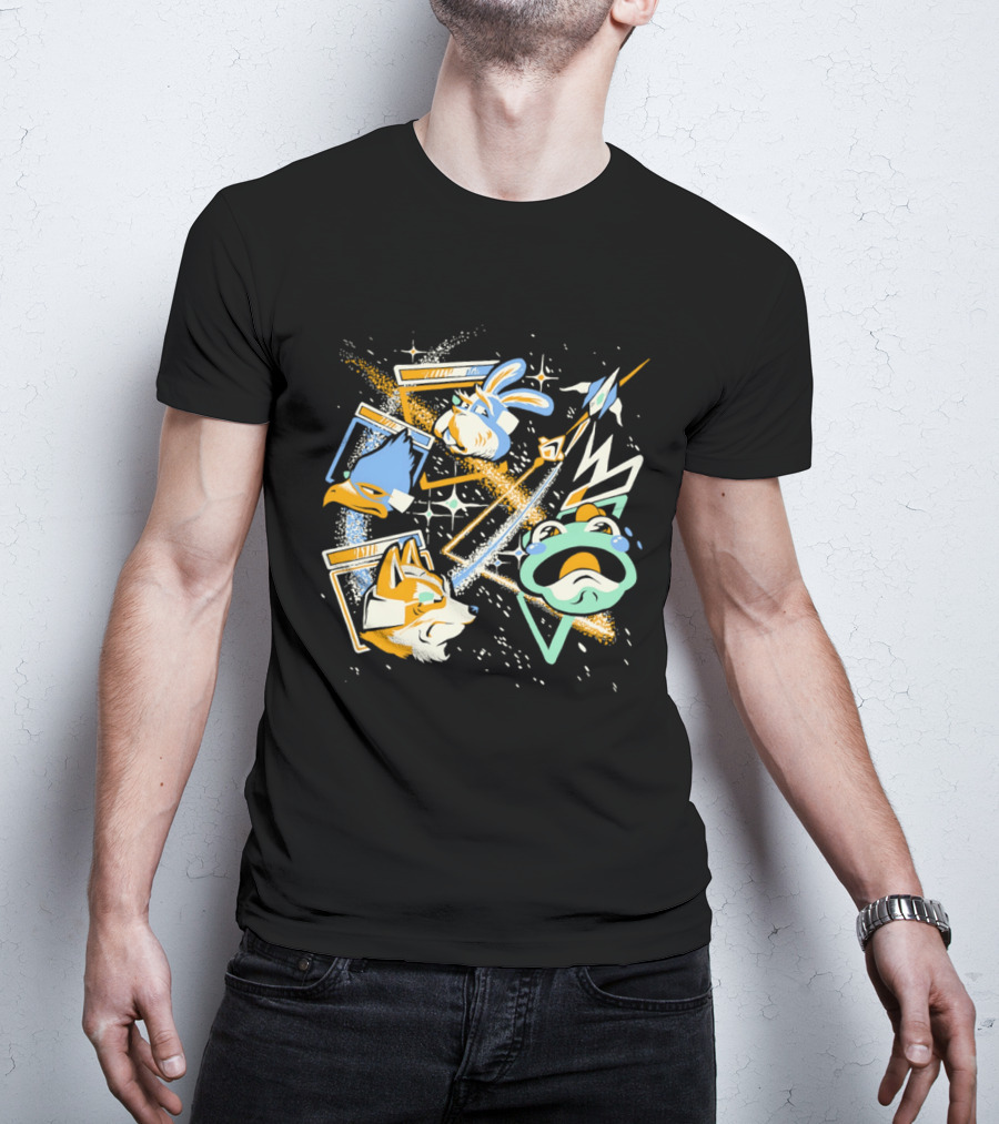 Star Fox Slippy Toad Peppy Hare Falco Lombardi Retro Game Characters T-Shirt