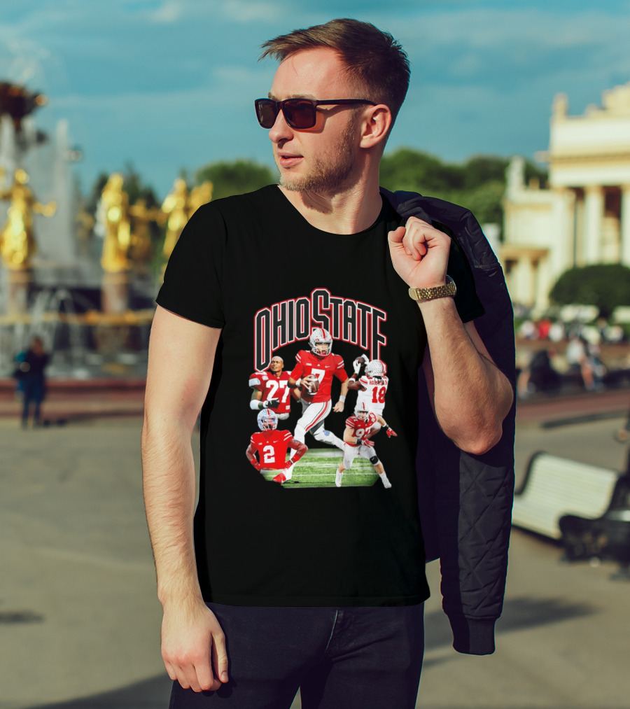 Ohio State Football Collage Featuring Harrison Jr And Star Players T-Shirt