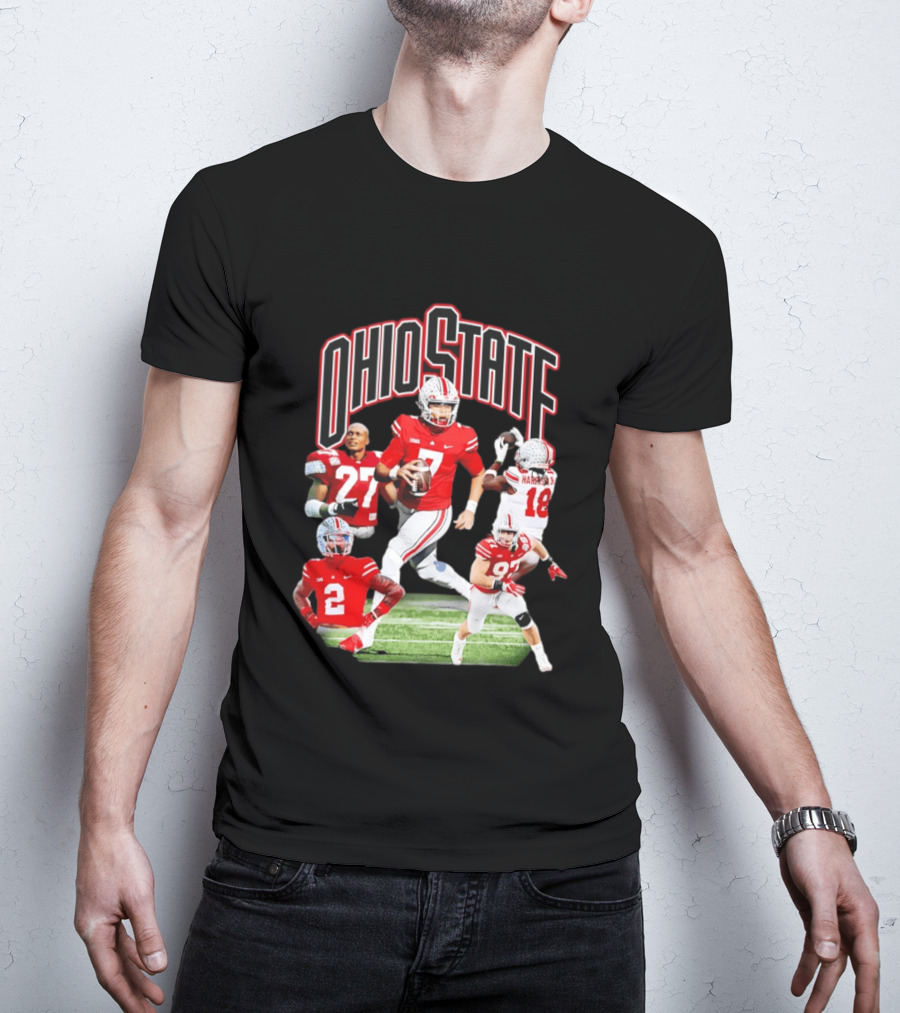 Ohio State Football Collage Featuring Harrison Jr And Star Players T-Shirt