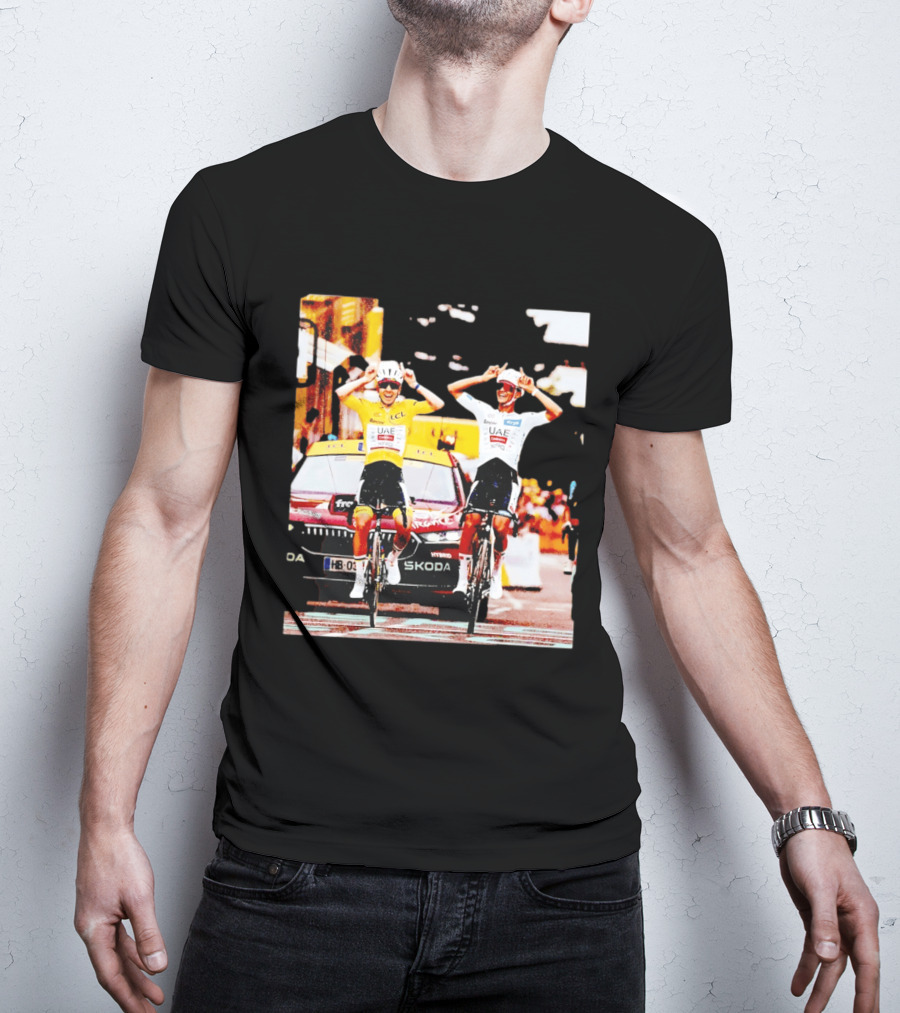 Tadej Pogačar Isaac Del Toro UAE Team Emirates Cycling Skoda Tour Celebratory Finish T-Shirt