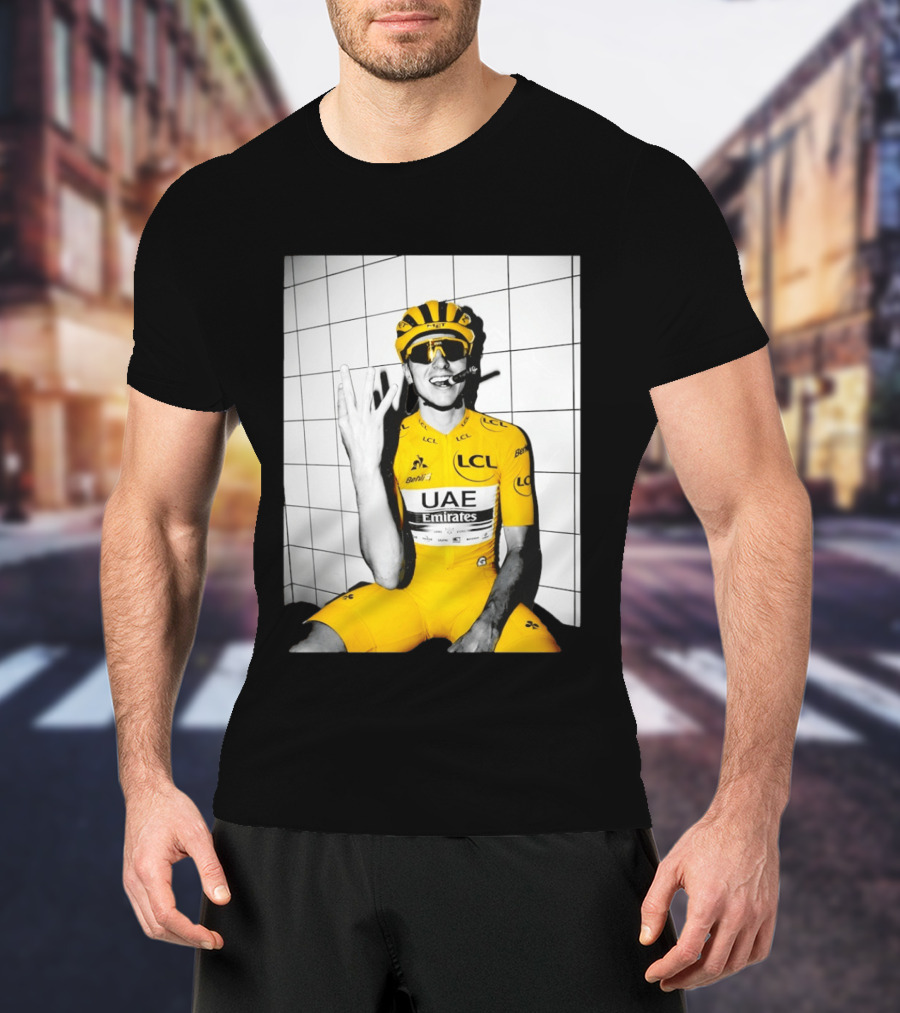 Tadej Pogačar UAE Emirates LCL Yellow Jersey Cycling Champion T-Shirt