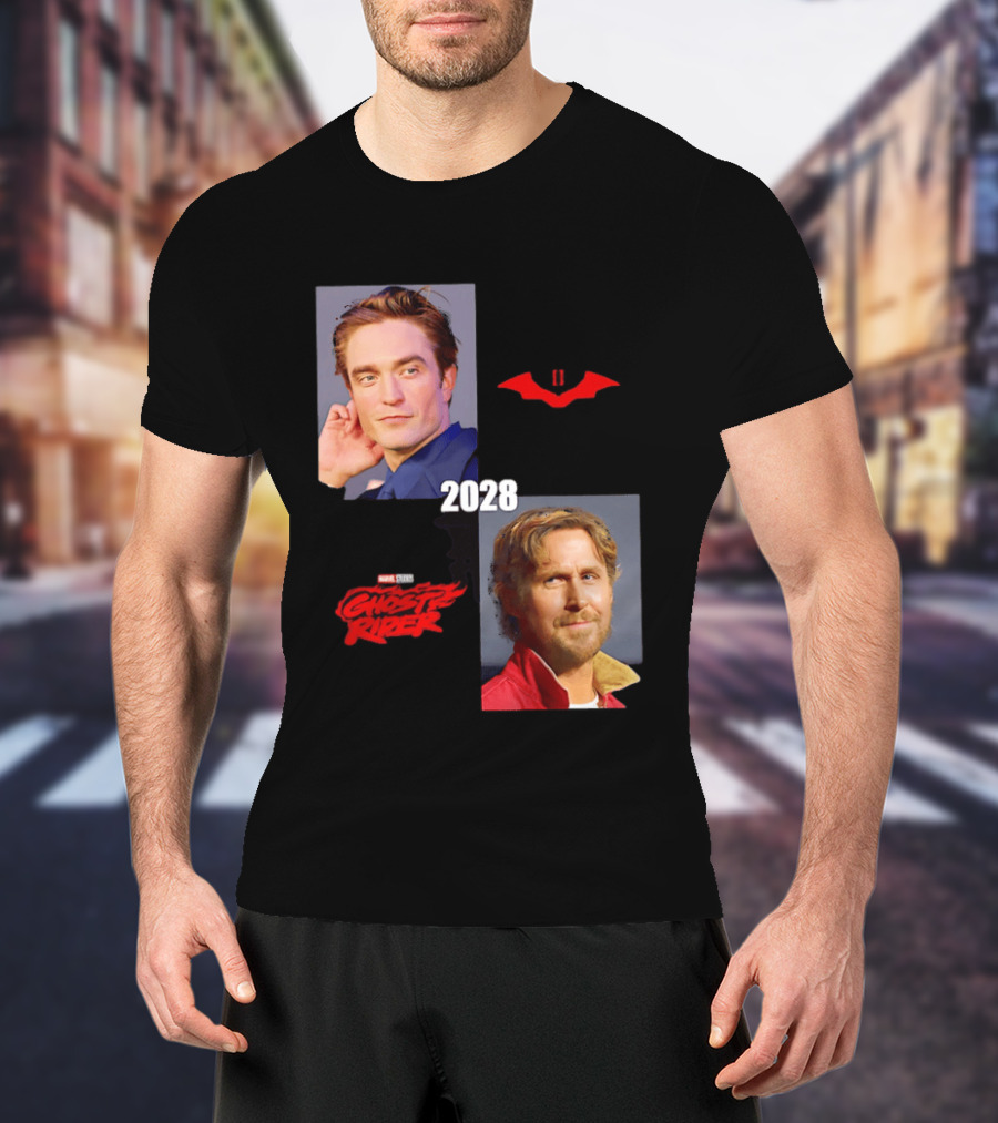 The Batman 2 2028 Marvel Studios Ghost Rider Robert Pattinson Ryan Gosling T-Shirt