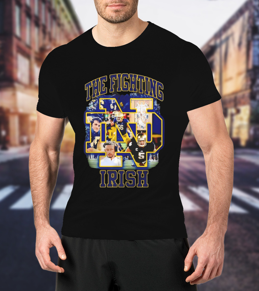 The Fighting Irish Notre Dame Collage With Marcus Freeman Players T-Shirt