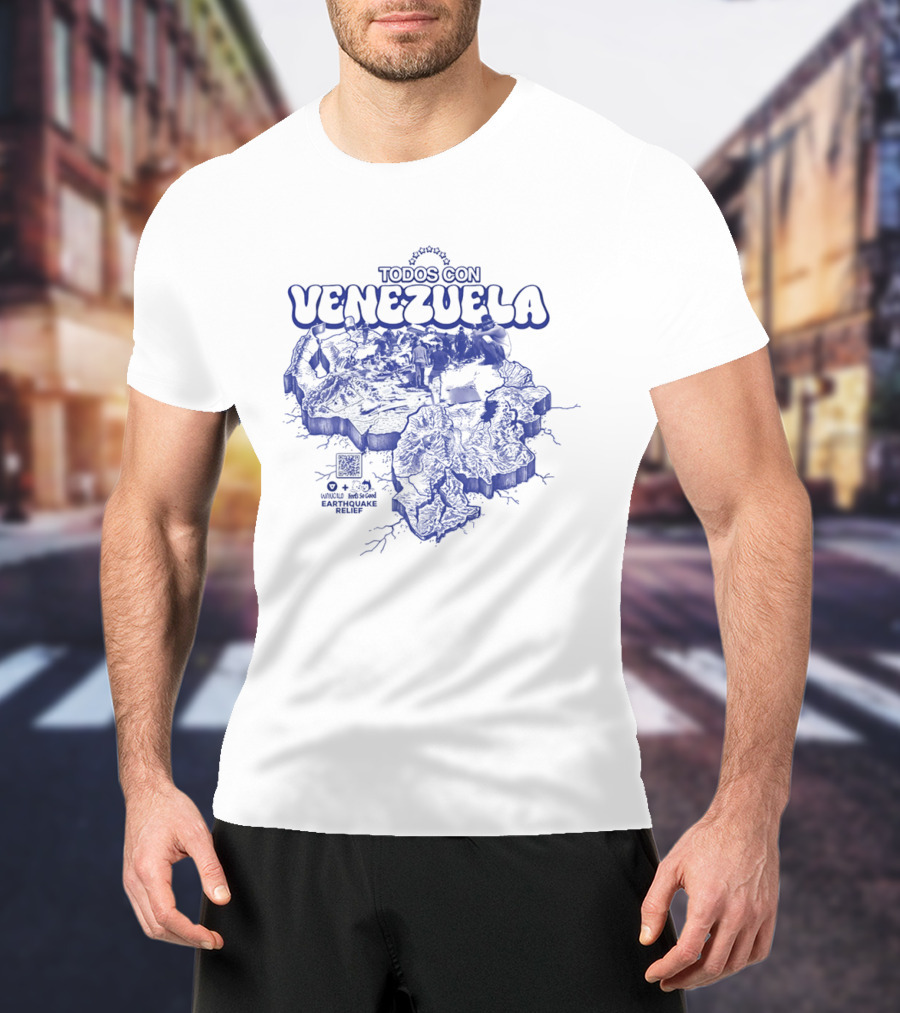Todos Con Venezuela Wnucalo Feels So Good Earthquake Relief 3D Deep Relief Image T-Shirt