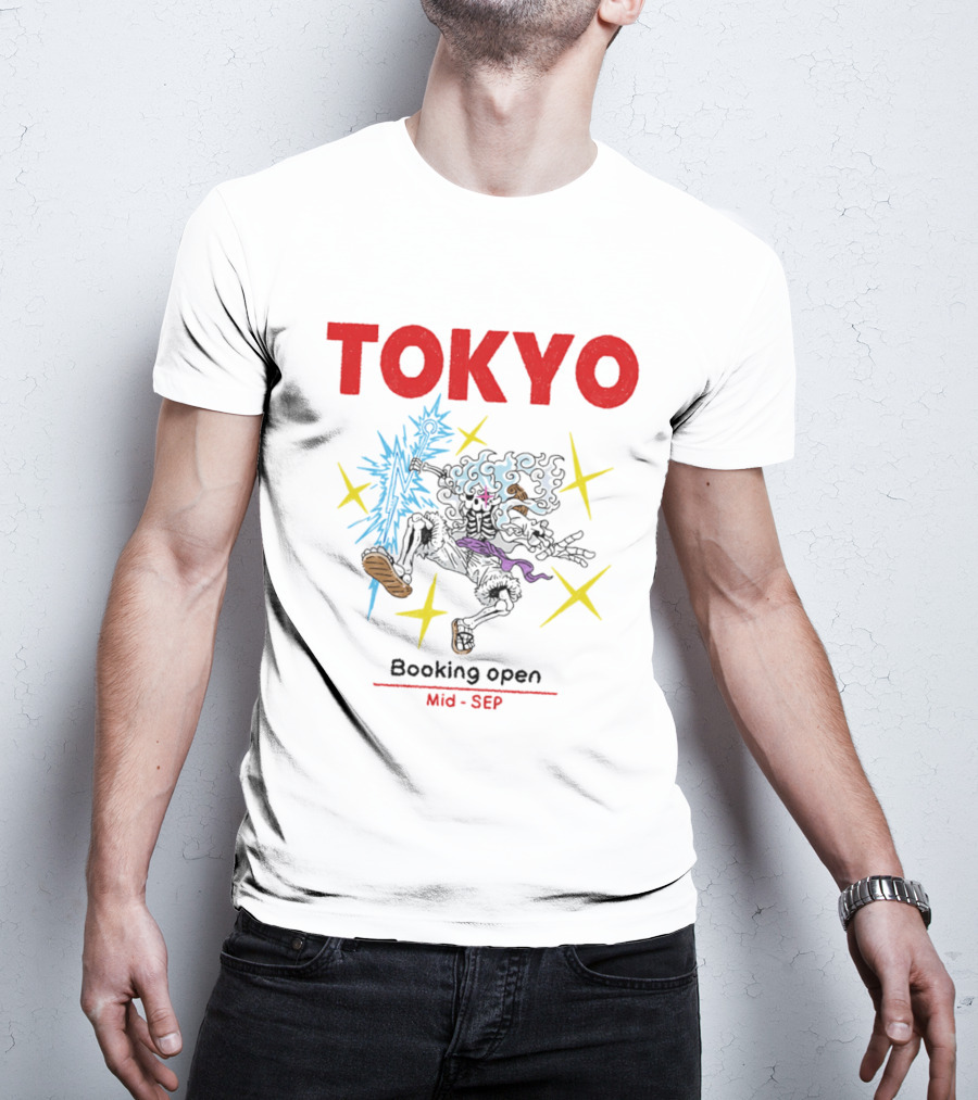 Tokyo Booking Open Mid Sep One Piece Luffy Skeleton Burst T-Shirt