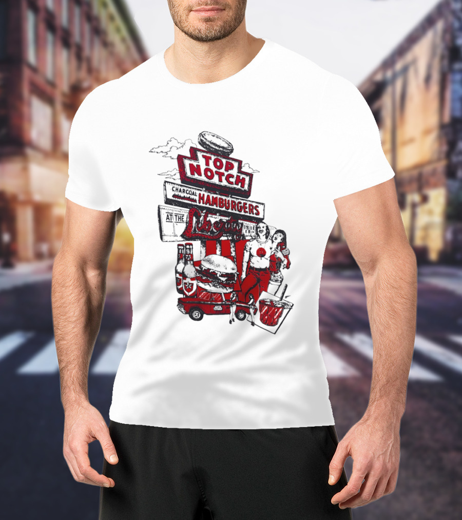 Top Notch Hamburgers Liberty Car Drink Charcoal Vibes T-Shirt