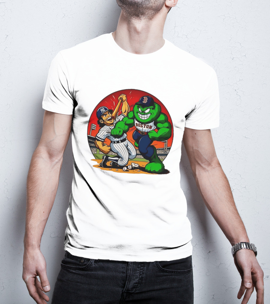 Boston Red Sox Vs New York Yankees Rivalry Cartoon Monsters Showdown T-Shirt
