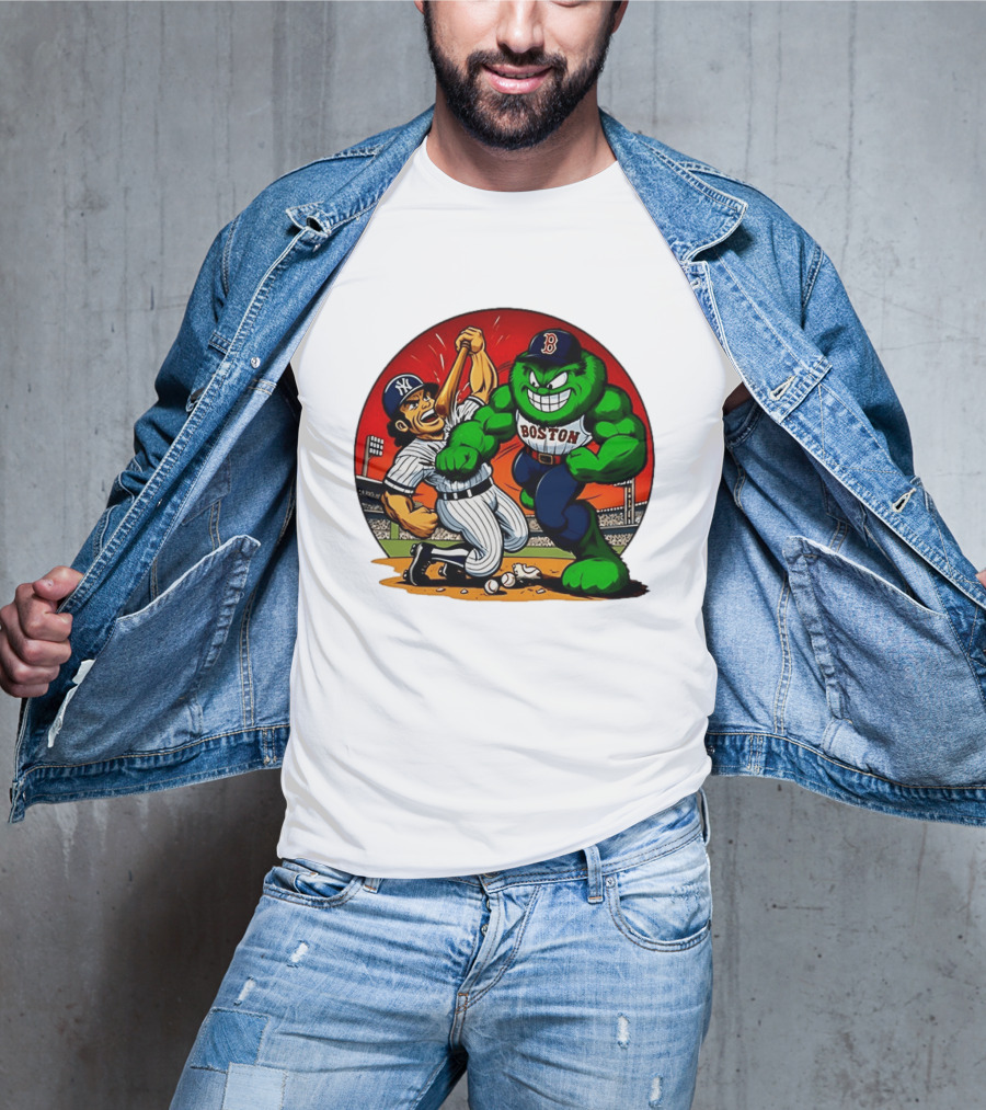 Boston Red Sox Vs New York Yankees Rivalry Cartoon Monsters Showdown T-Shirt