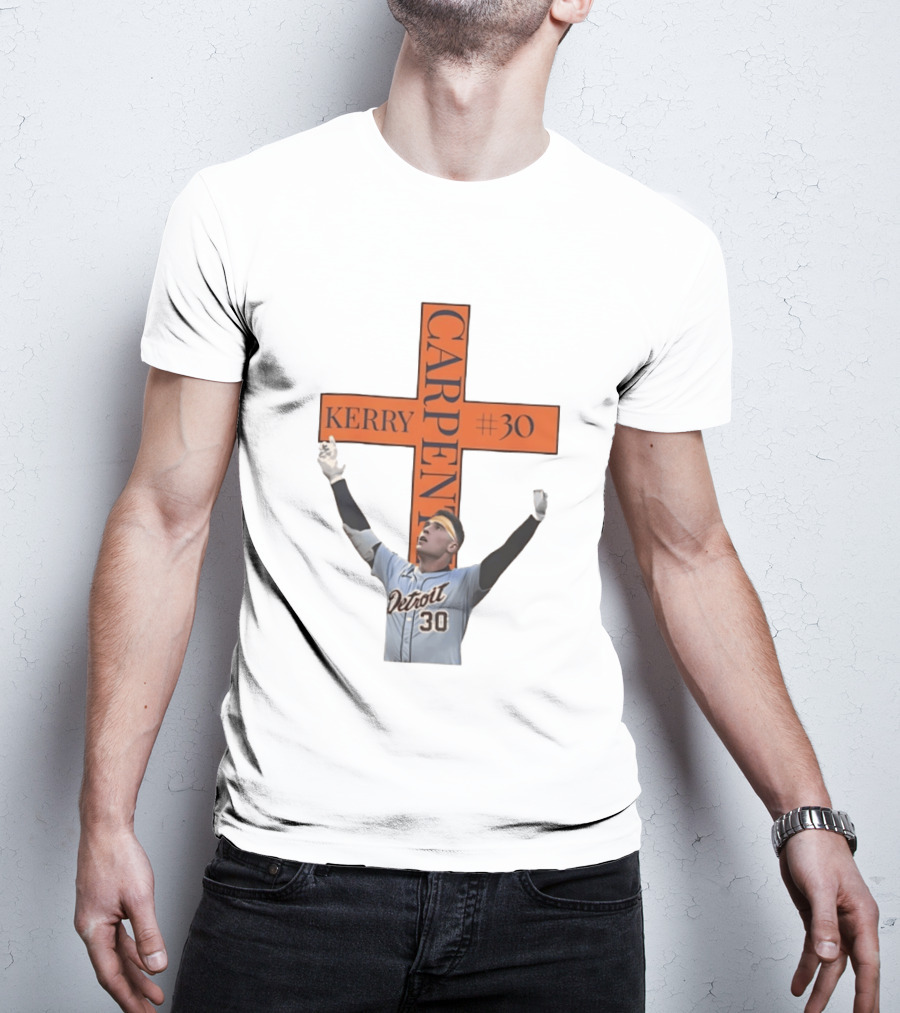 Kerry Carpenter Detroit Tigers #30 Praise The Lord Cross T-Shirt