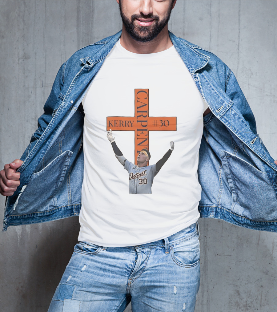 Kerry Carpenter Detroit Tigers #30 Praise The Lord Cross T-Shirt