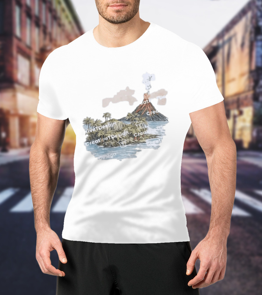Lava Flow Volcano Tropical Island Creative T-Shirt