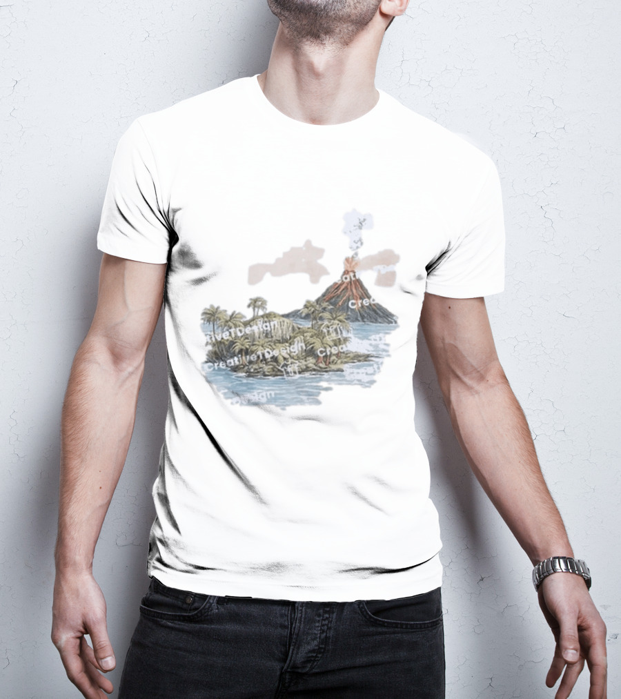 Lava Flow Volcano Tropical Island Creative T-Shirt