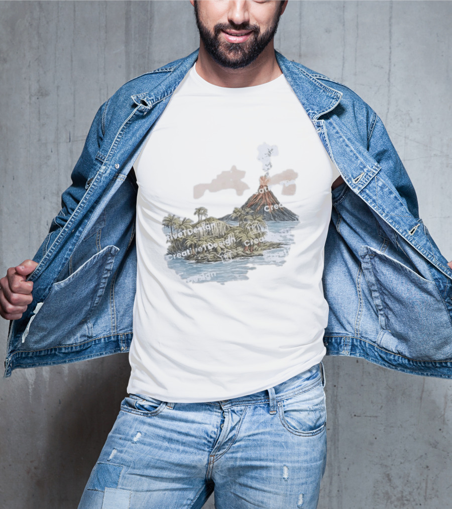 Lava Flow Volcano Tropical Island Creative T-Shirt