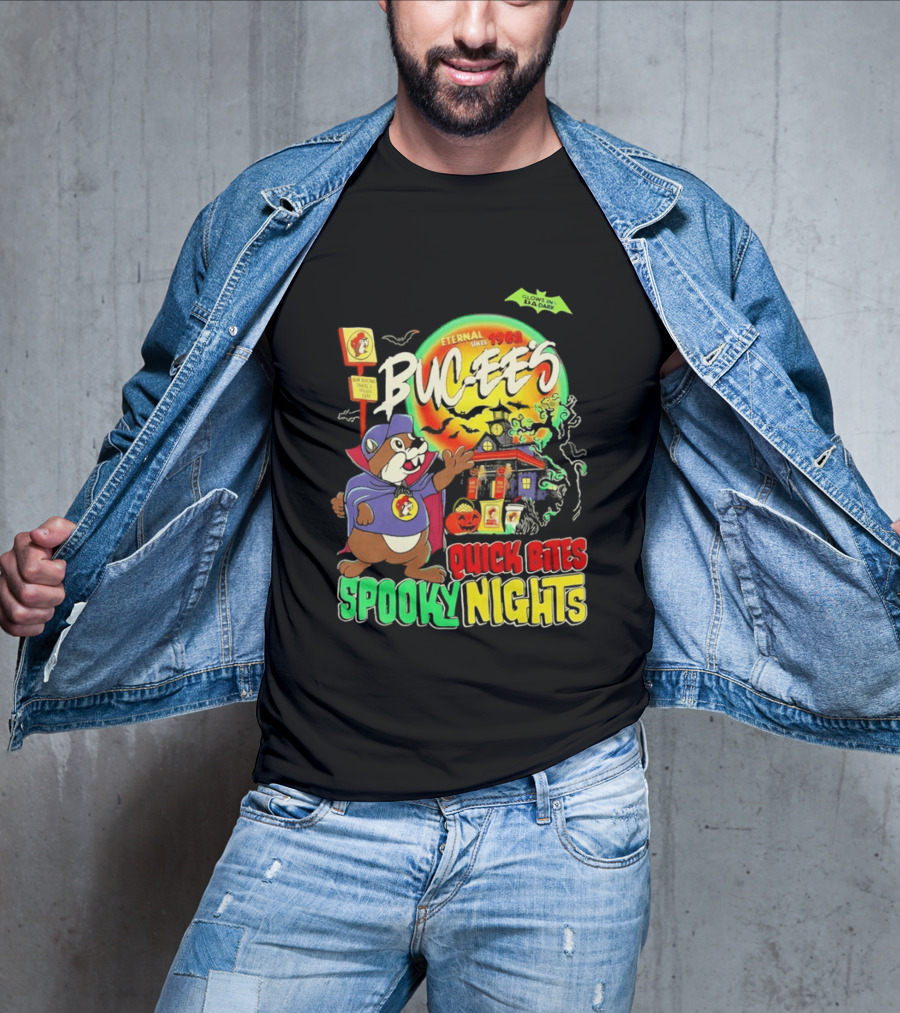 Buc Ee's Eternal Since 1982 Quick Bites Spooky Nights Halloween Glow In The Dark T-Shirt