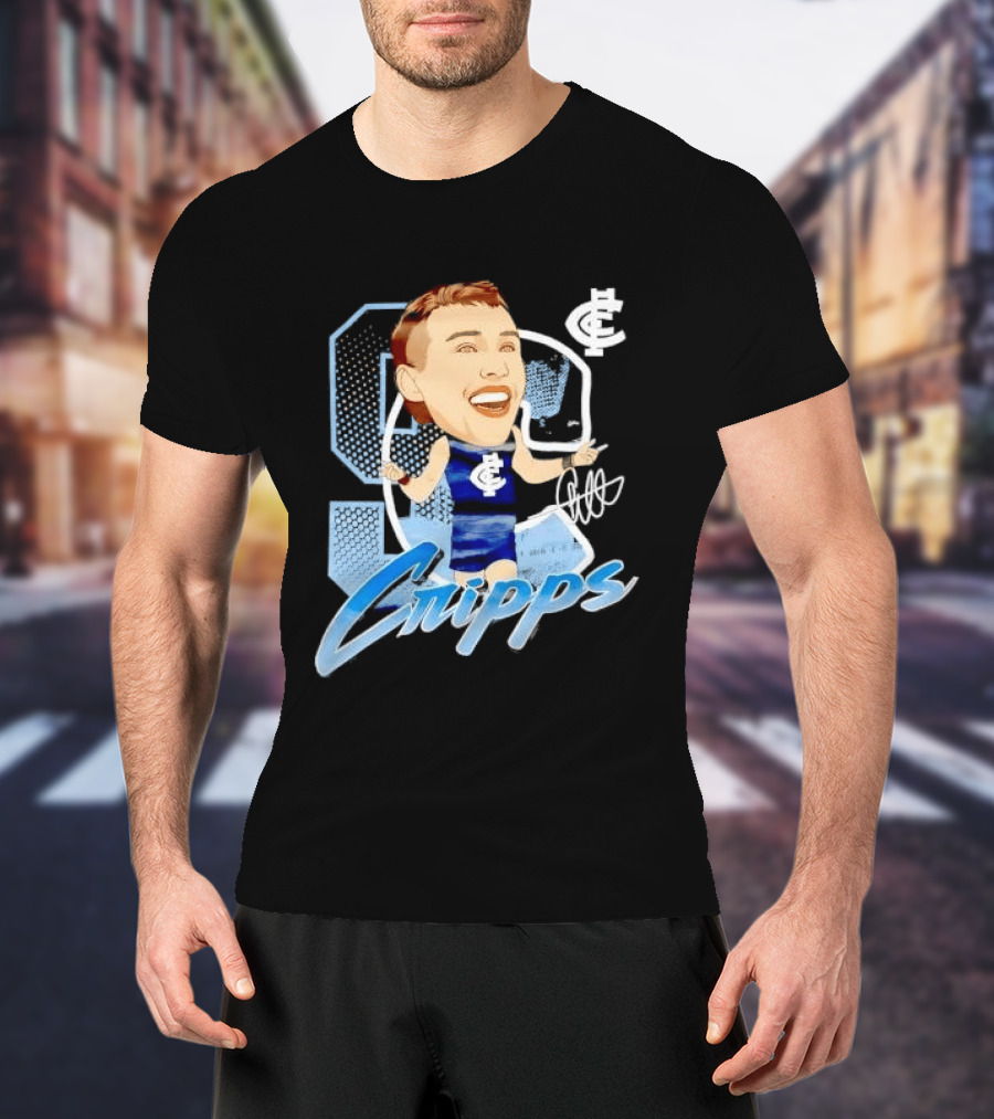 Carlton FC Patrick Cripps Caricature With Signature T-Shirt