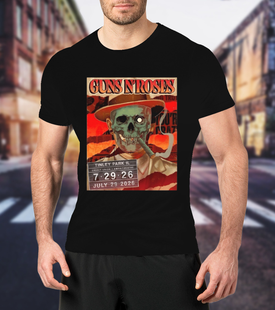 Guns N Roses Tinley Park IL July 29 2026 Concert Credit Union 1 Amphitheatre T-Shirt