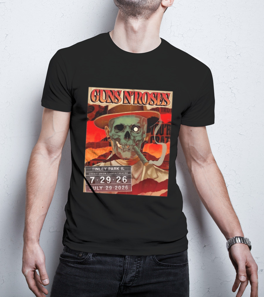 Guns N Roses Tinley Park IL July 29 2026 Concert Credit Union 1 Amphitheatre T-Shirt