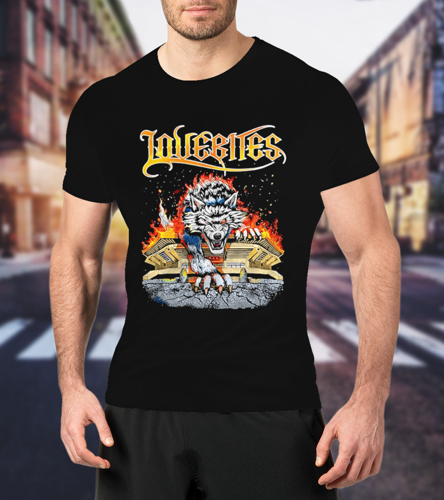 Lovebites Wolf Flames Building T-Shirt