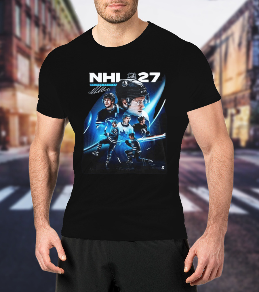 NHL 27 Deluxe Edition Macklin Celebrini Autographed Cover T-Shirt