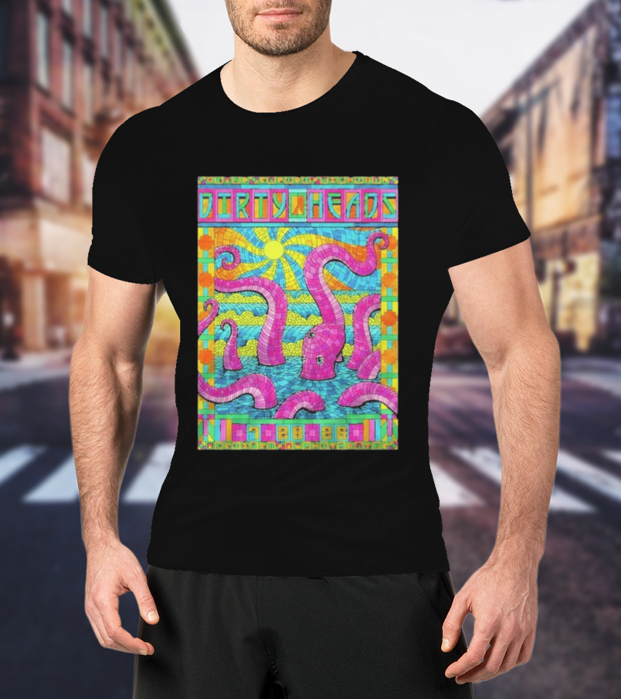 Dirty Heads Grand Rapids MI Acrisure Amphitheater July 28 2026 Psychedelic Octopus Sunburst T-Shirt